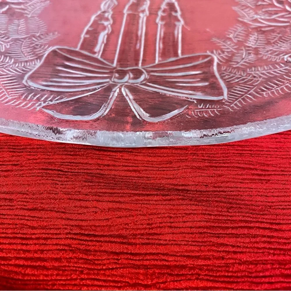 Pilgrim Glass Christmas Vintage Serving Platter Holiday Glassware